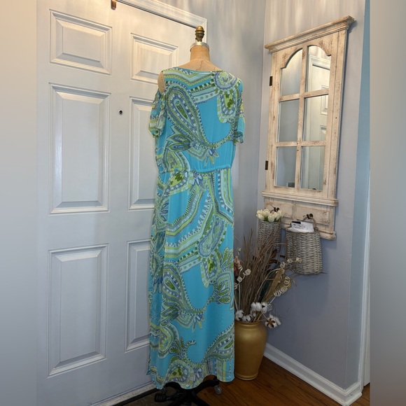 Chico's‎ Soft Blue Cold Shoulder Boho Relaxed Fit LagenLook Dress Size 3 - Picture 3 of 8